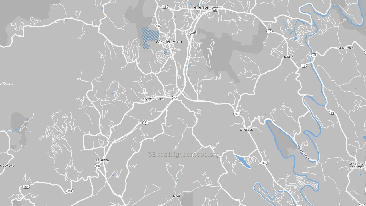 Transit Grade map of 28694, NC