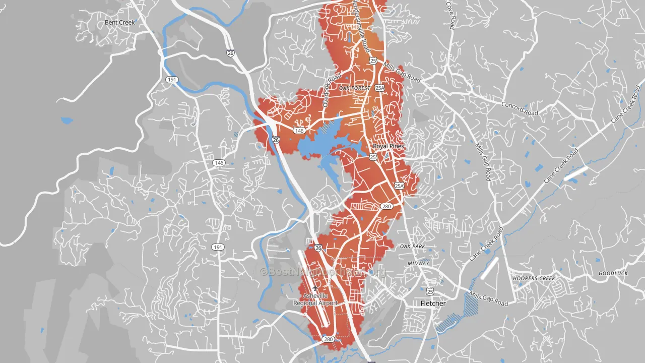 Transit Grade map of 28704, NC