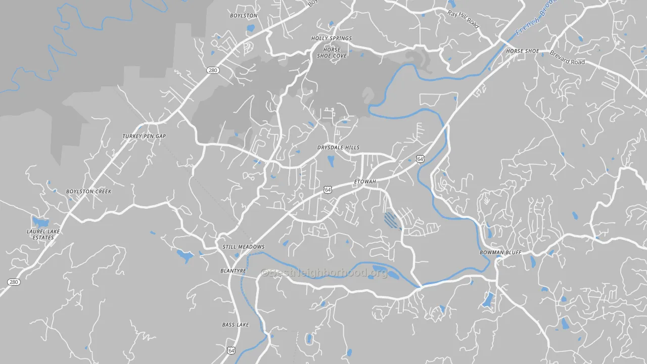 Transit Grade map of 28729, NC