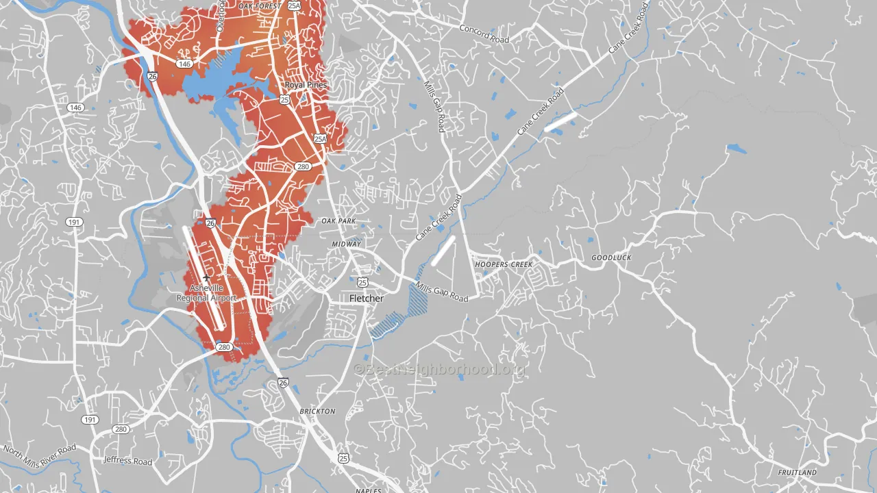 Transit Grade map of 28732, NC