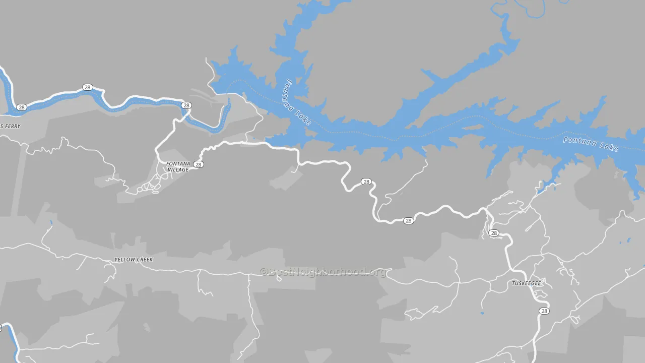 Transit Grade map of 28733, NC