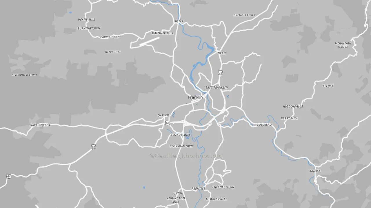 Transit Grade map of 28734, NC