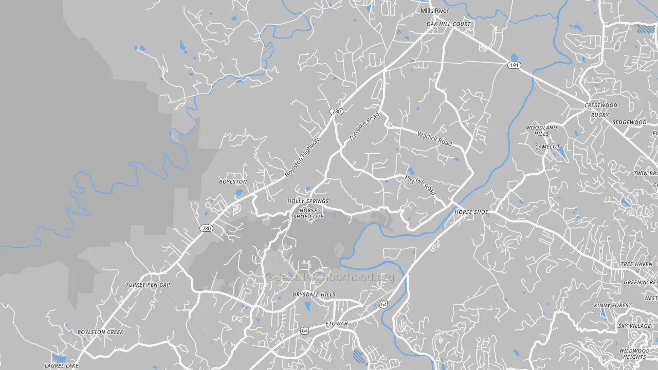 Transit Grade map of 28742, NC