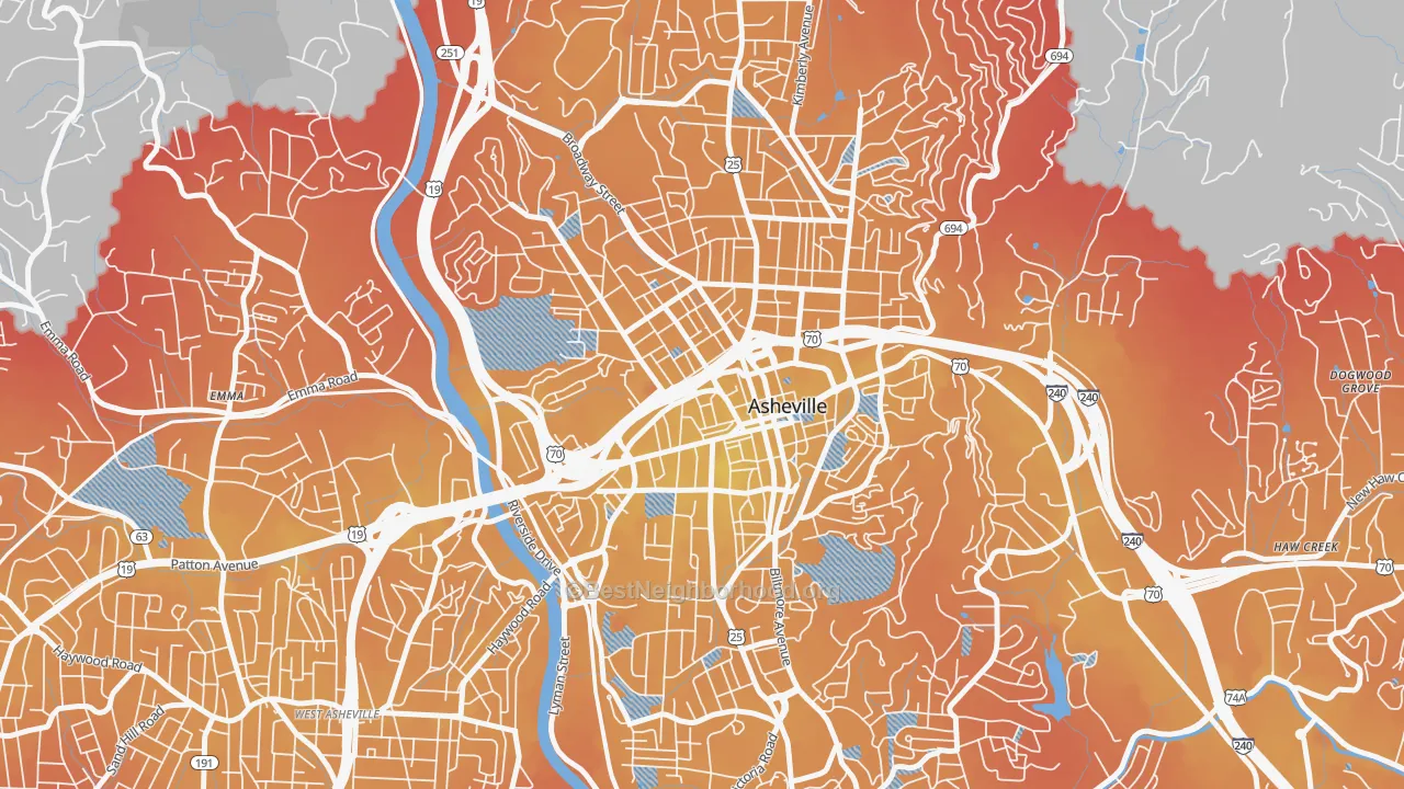 Transit Grade map of 28801, NC