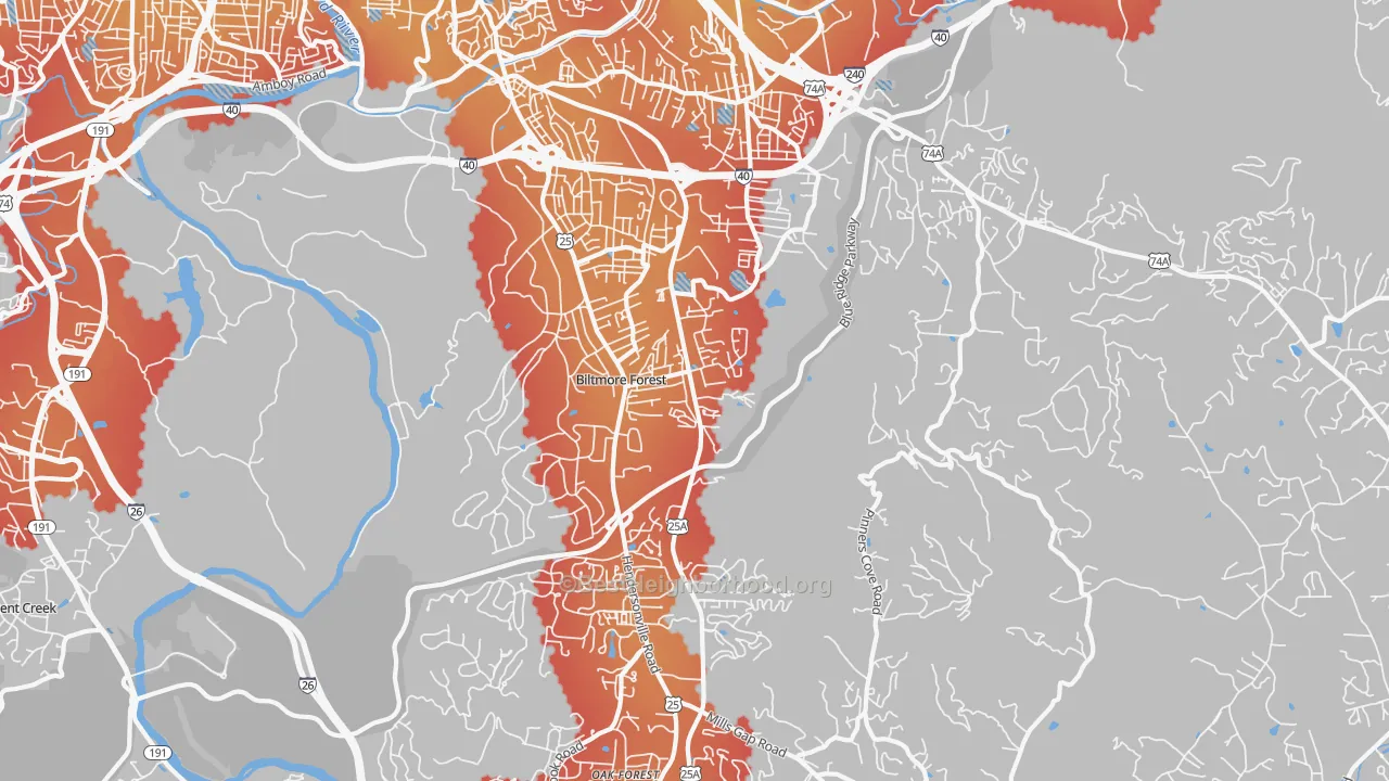Transit Grade map of 28803, NC