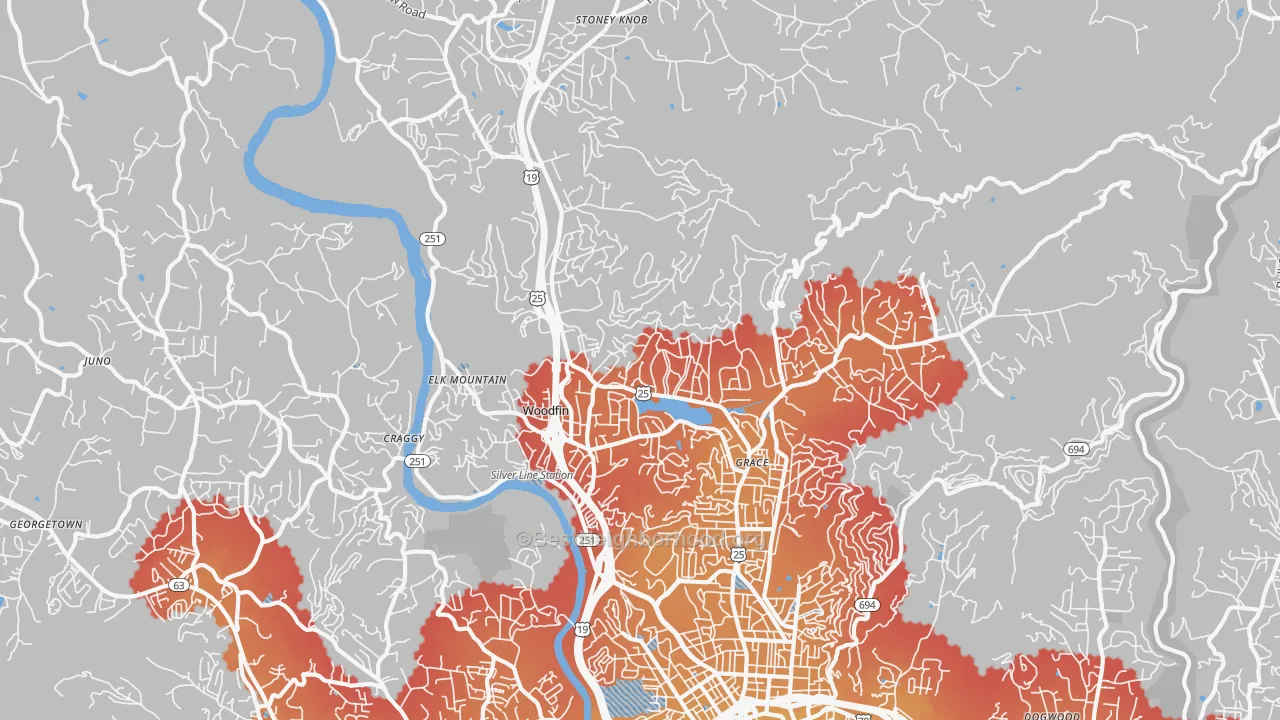 Transit Grade map of 28804, NC