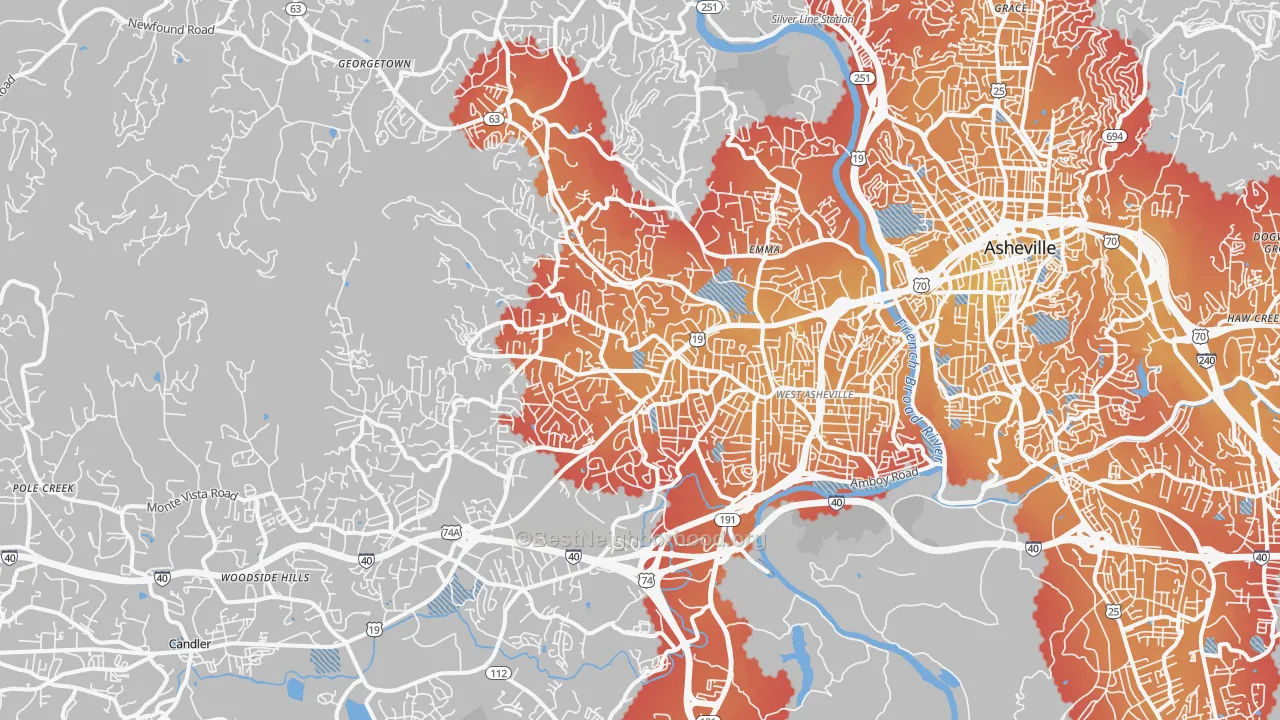 Transit Grade map of 28806, NC