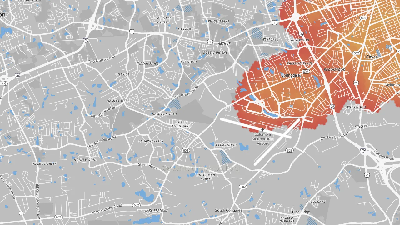 Transit Grade map of 29170, SC