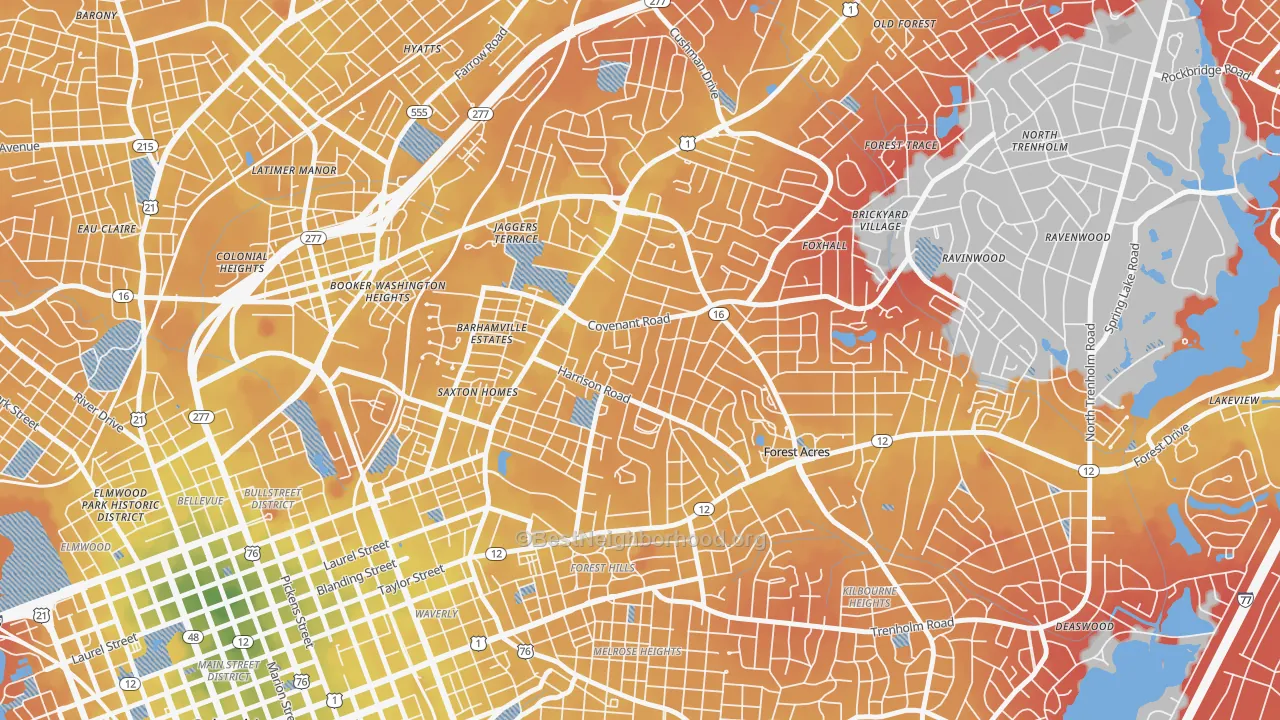 Transit Grade map of 29204, SC