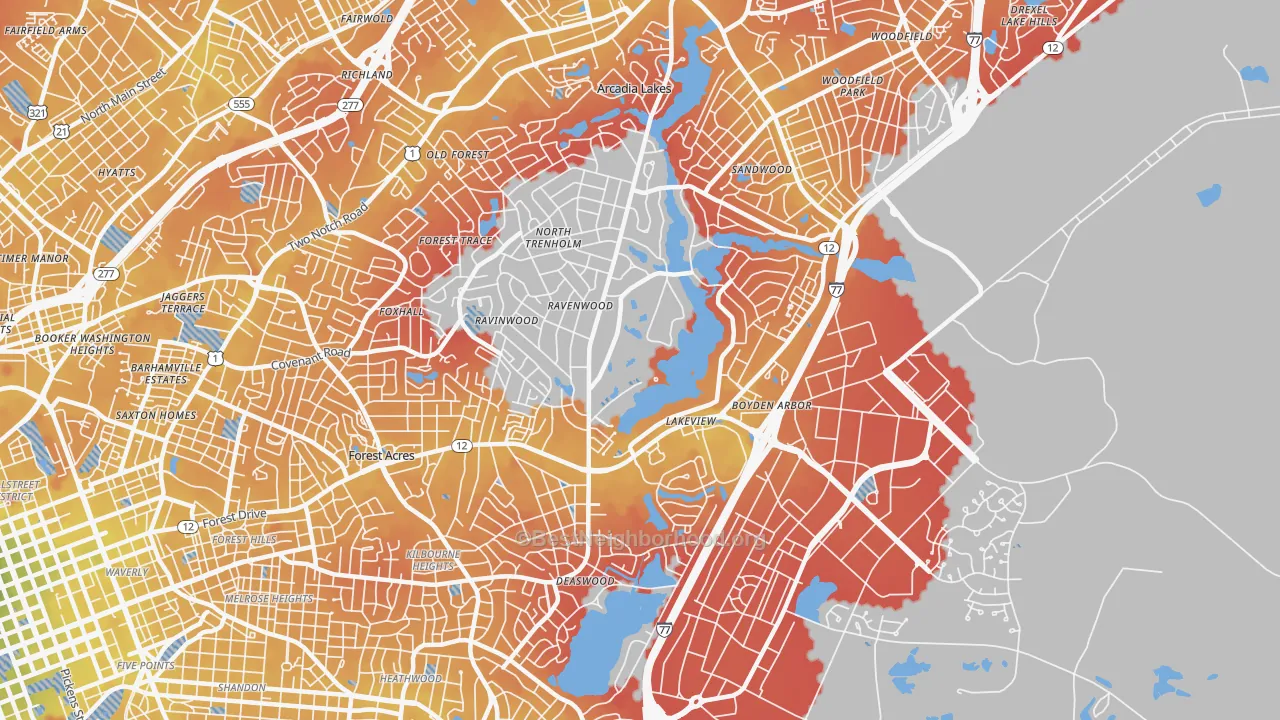 Transit Grade map of 29206, SC