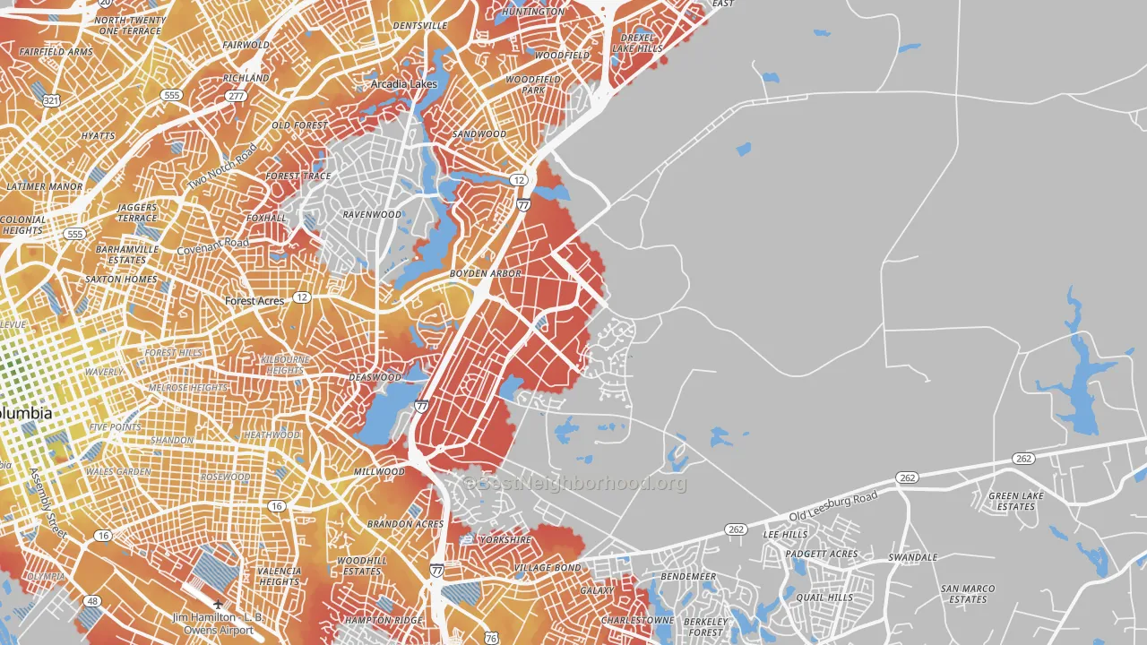 Transit Grade map of 29207, SC