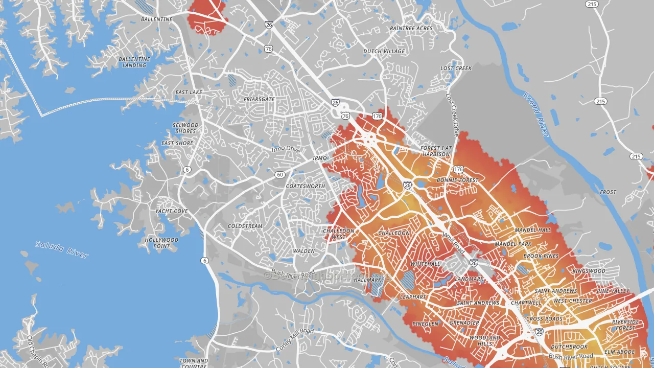 Transit Grade map of 29212, SC
