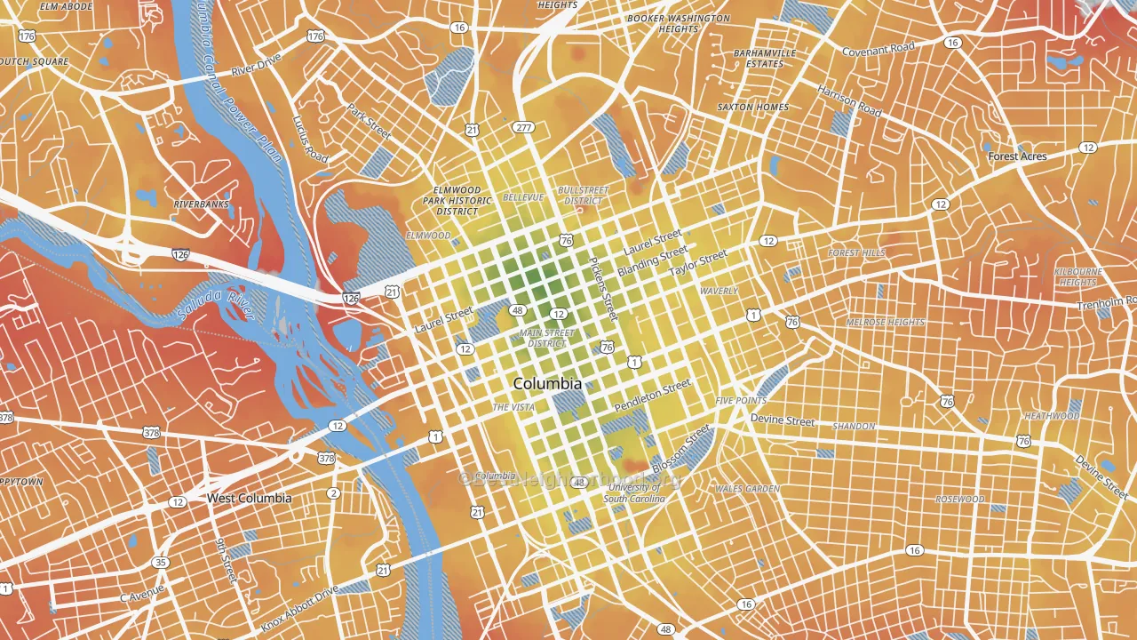 Transit Grade map of 29220, SC