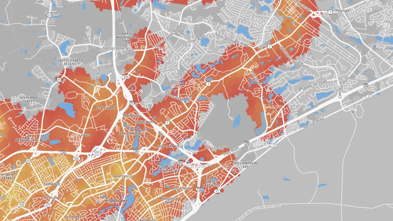 Transit Grade map of 29223, SC