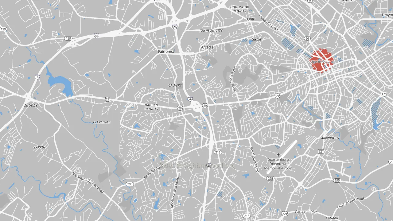 Transit Grade map of 29301, SC