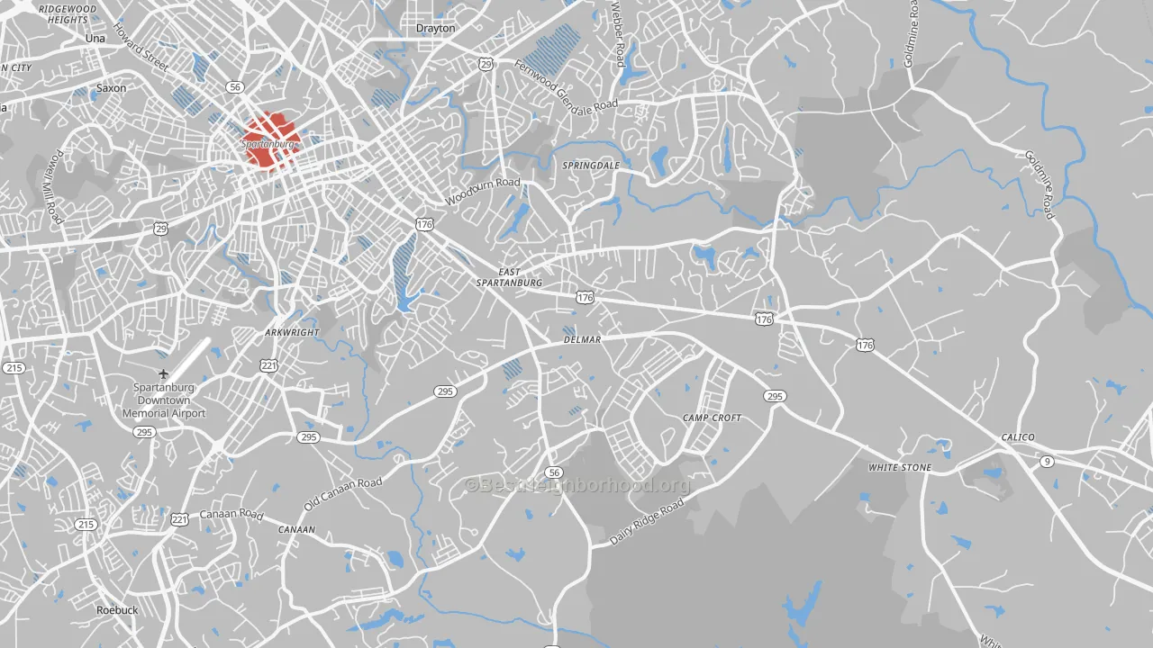 Transit Grade map of 29302, SC