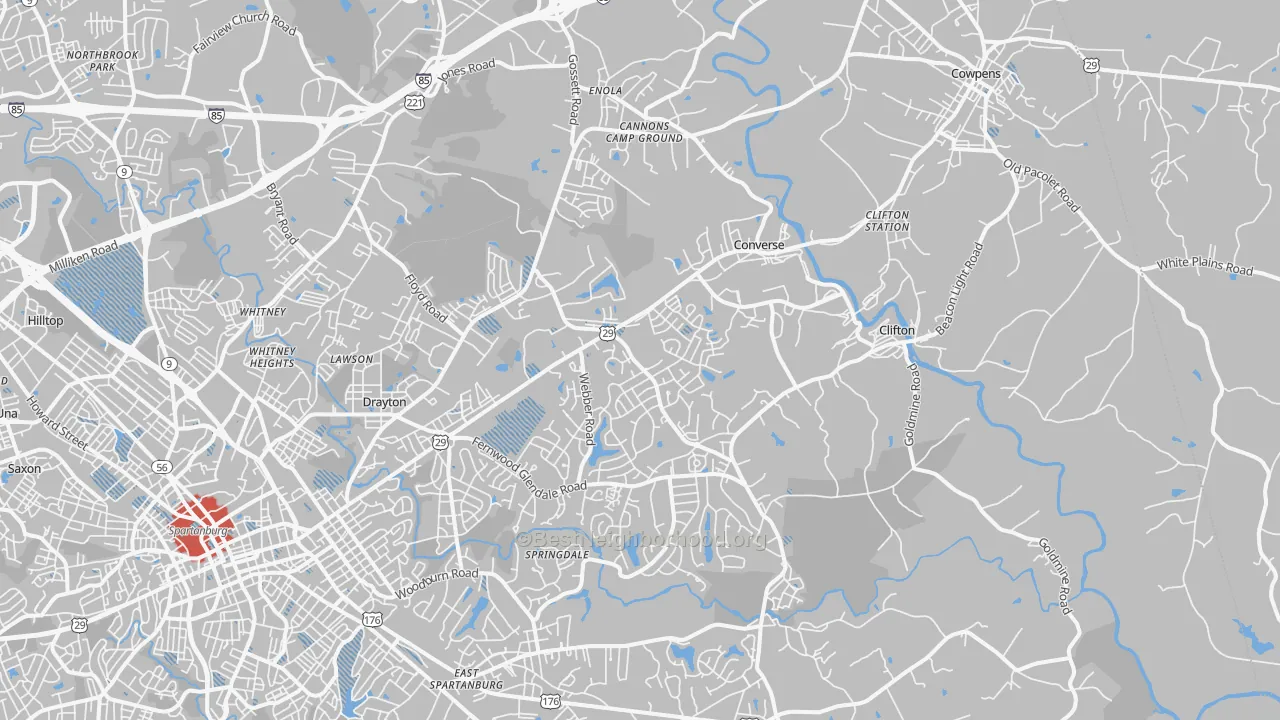 Transit Grade map of 29307, SC