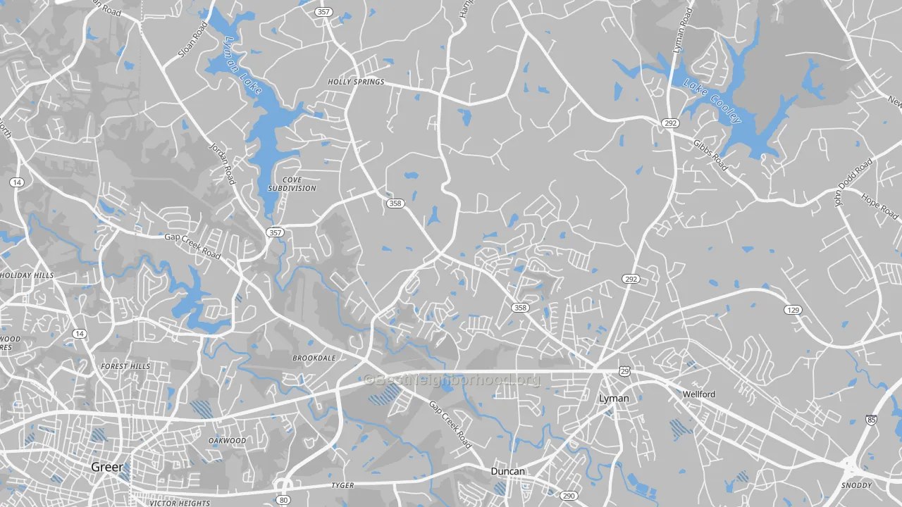 Transit Grade map of 29365, SC