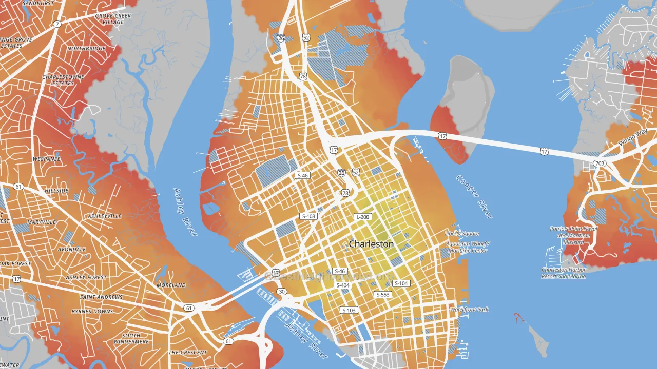 Transit Grade map of 29403, SC
