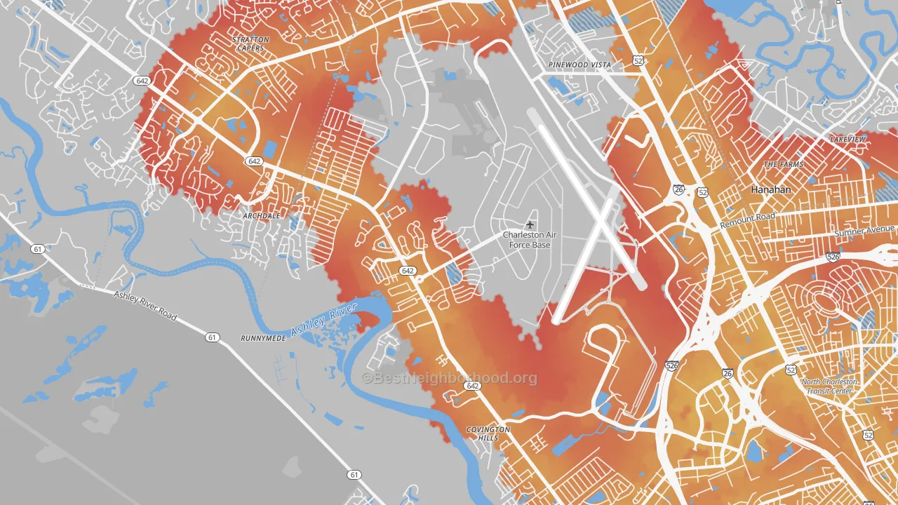 Transit Grade map of 29404, SC