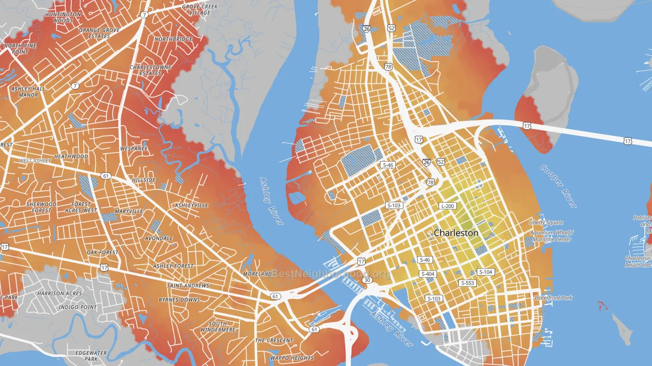 Transit Grade map of 29409, SC