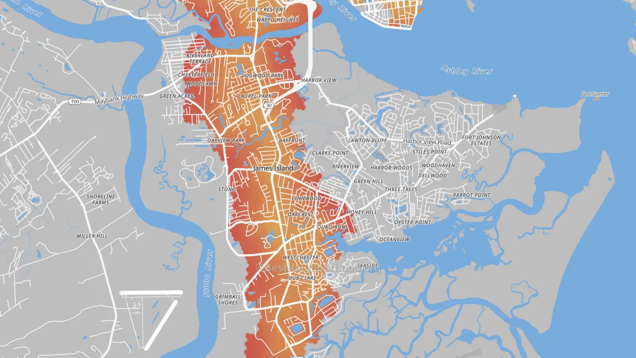 Transit Grade map of 29412, SC