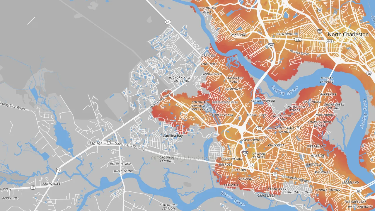 Transit Grade map of 29414, SC