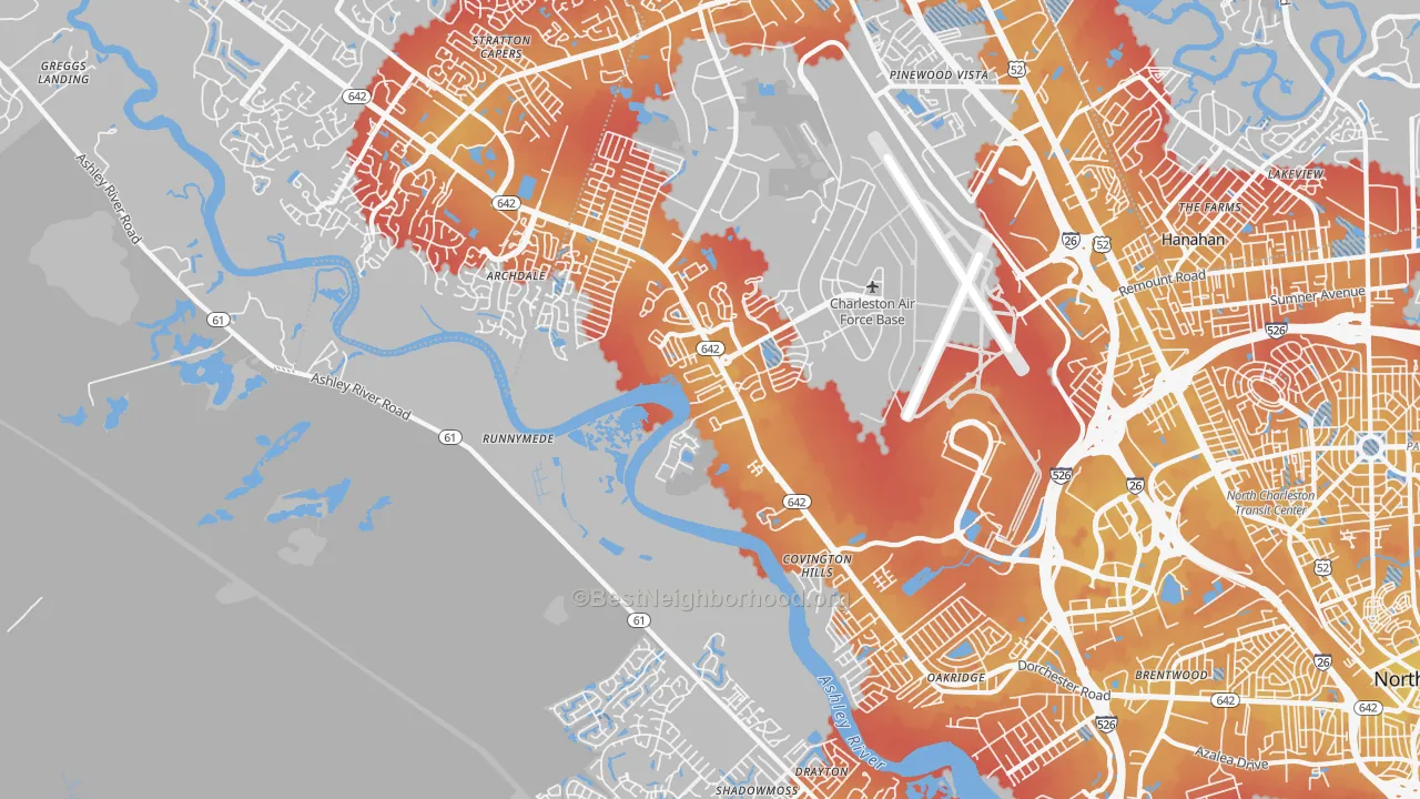 Transit Grade map of 29418, SC