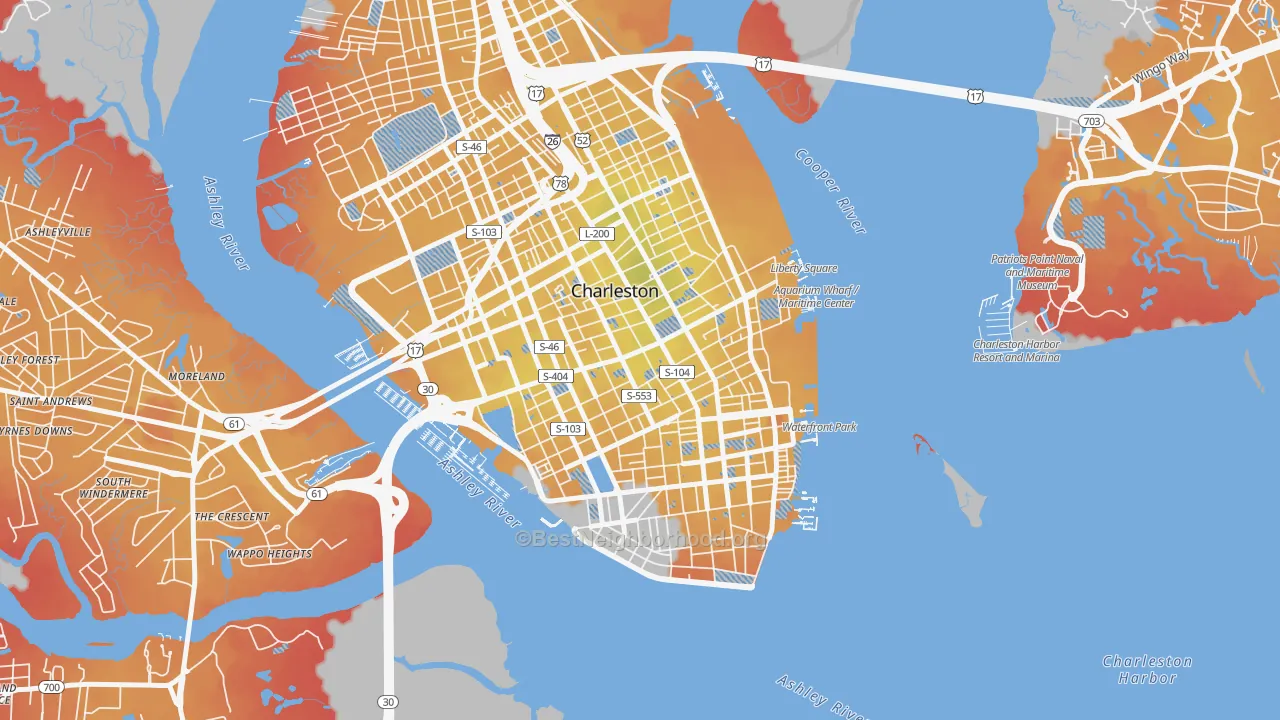 Transit Grade map of 29424, SC