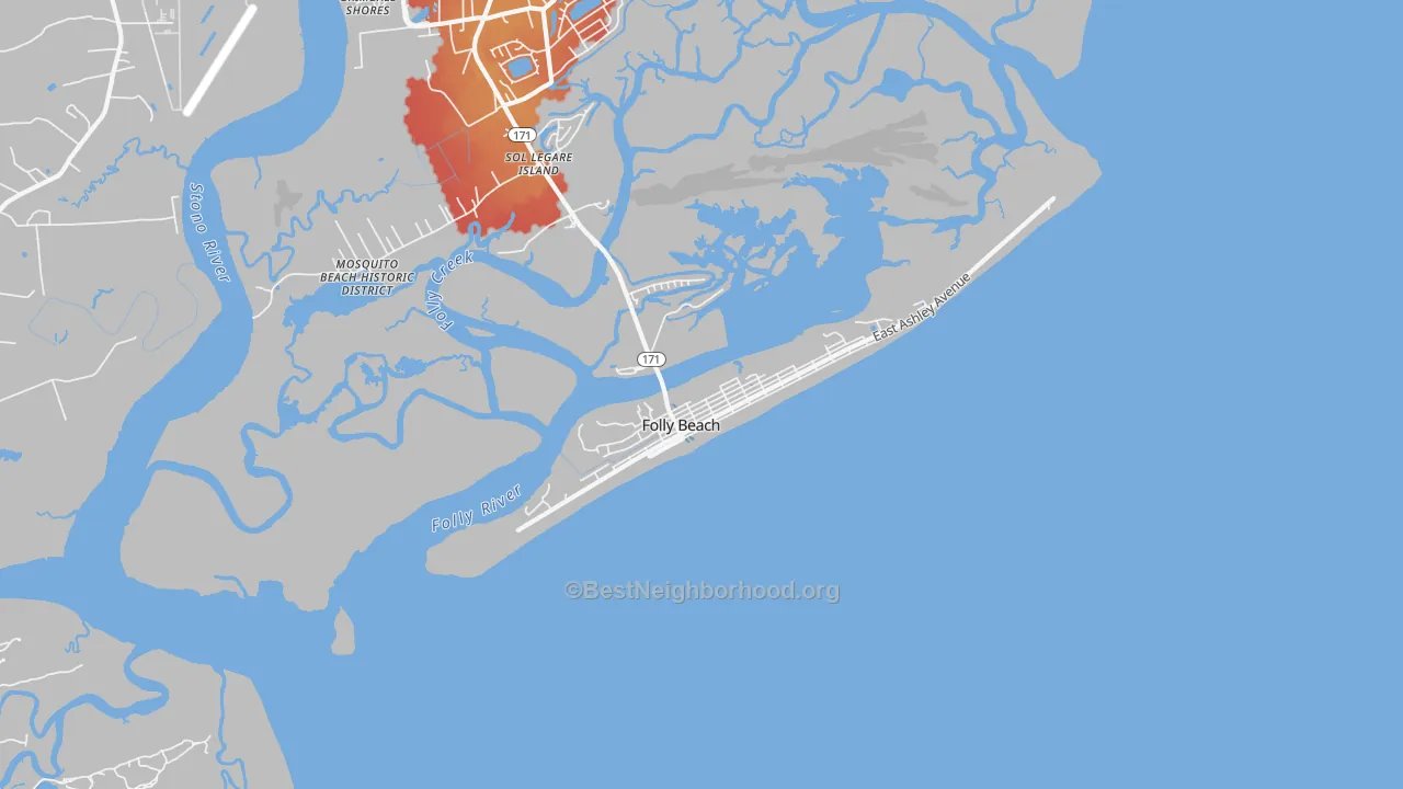Transit Grade map of 29439, SC