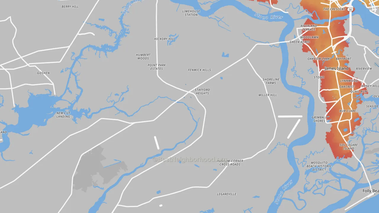Transit Grade map of 29455, SC