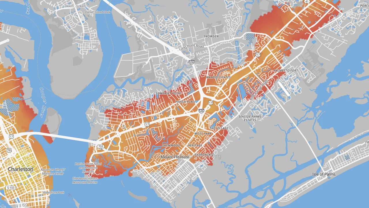 Transit Grade map of 29464, SC