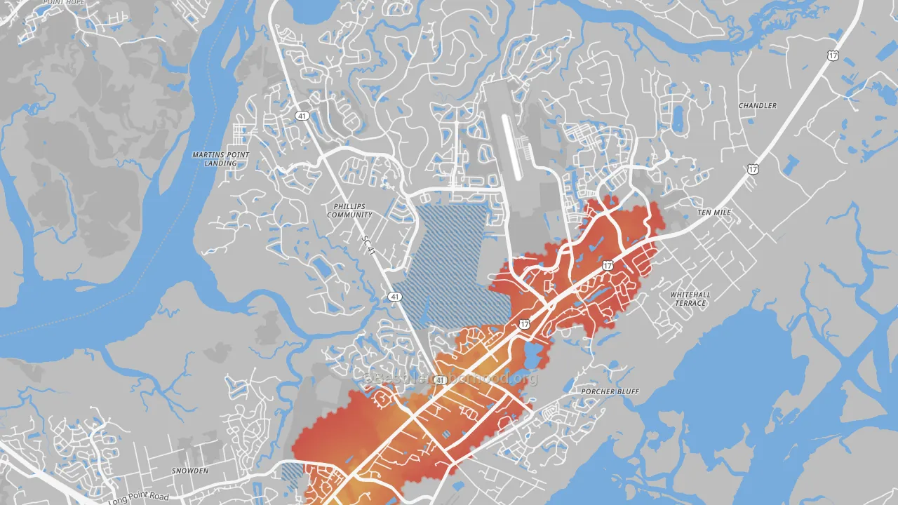Transit Grade map of 29466, SC