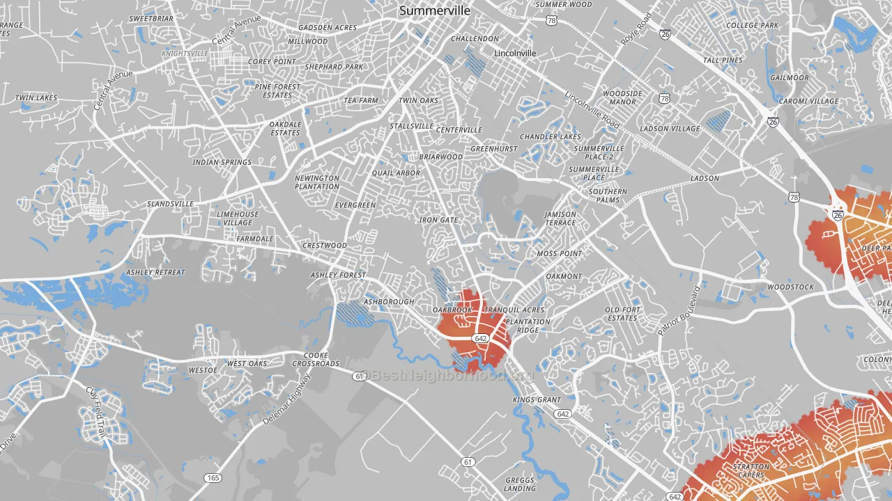Transit Grade map of 29485, SC