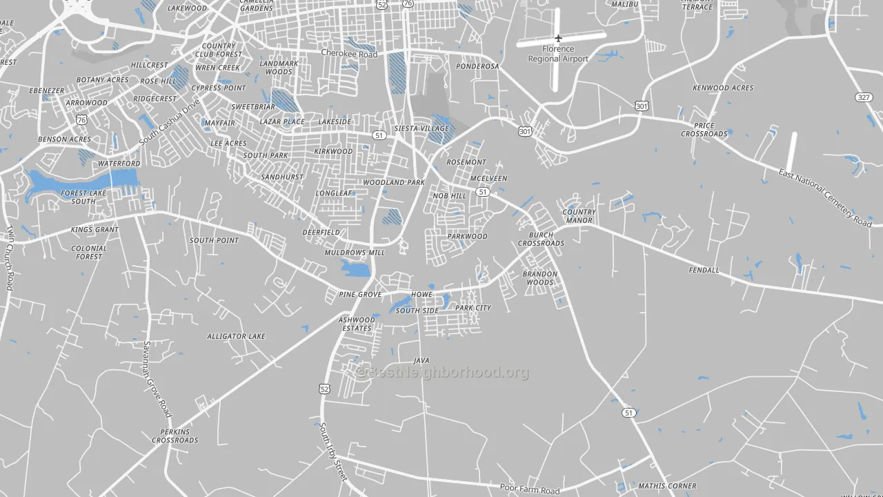 Transit Grade map of 29505, SC