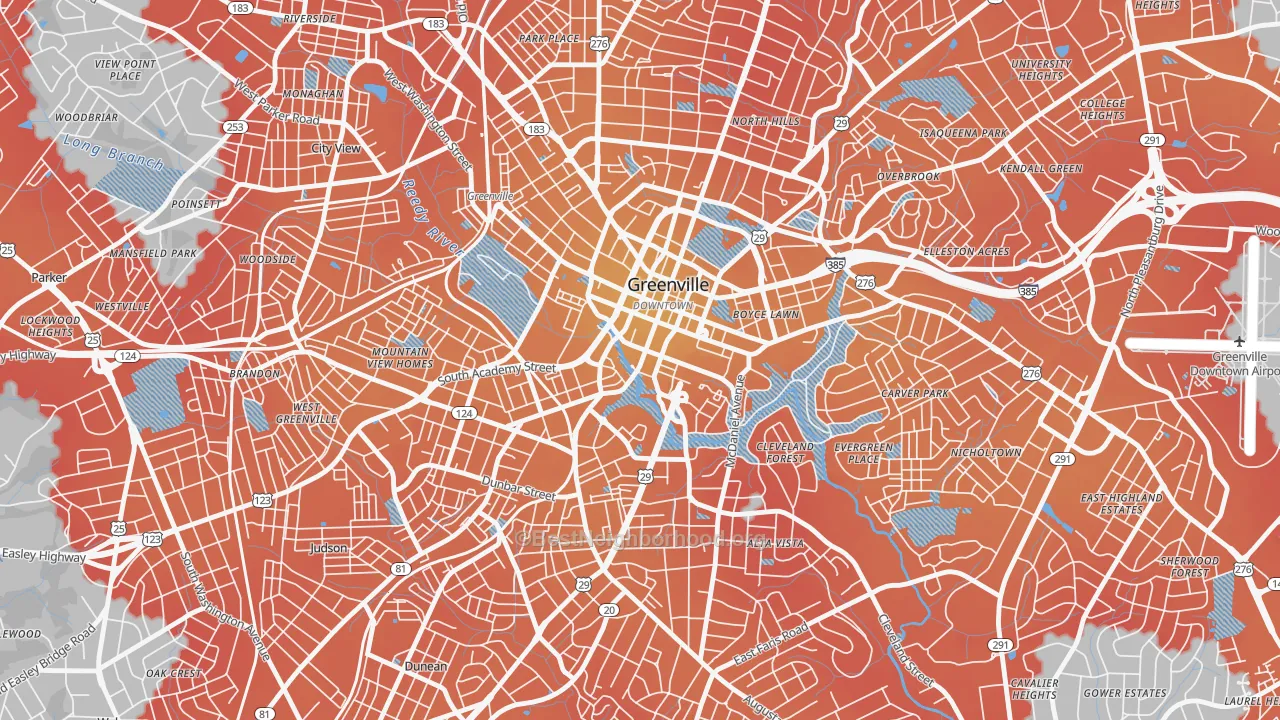 Transit Grade map of 29601, SC