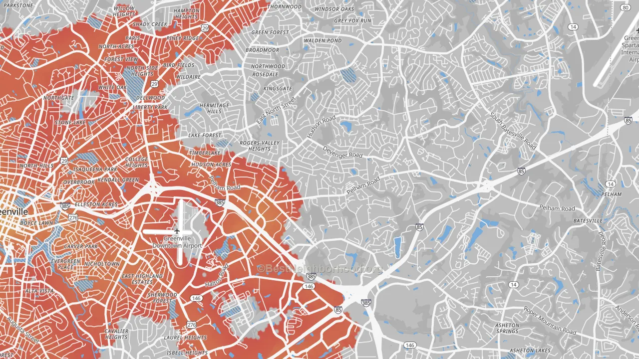 Transit Grade map of 29615, SC