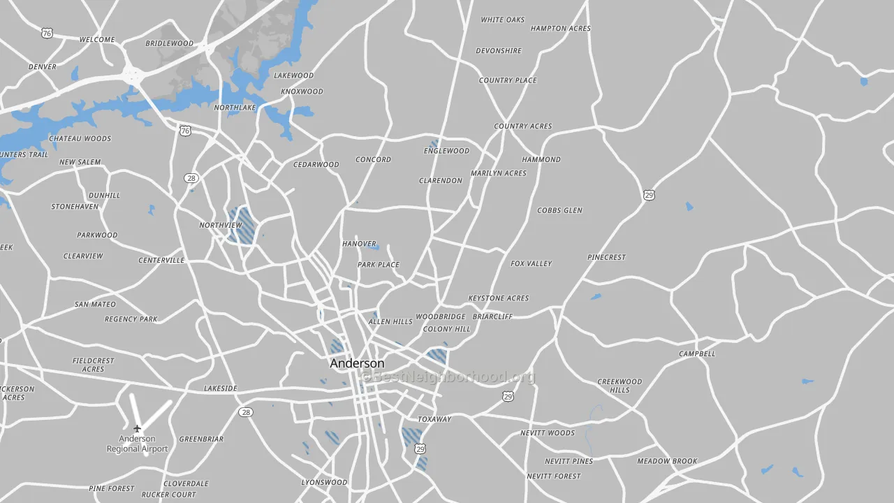 Transit Grade map of 29621, SC