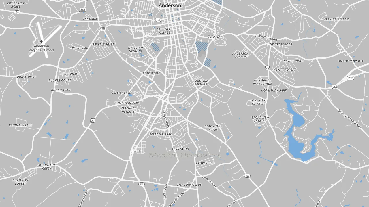 Transit Grade map of 29624, SC