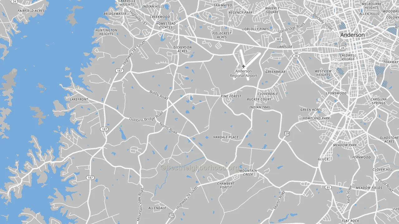 Transit Grade map of 29626, SC