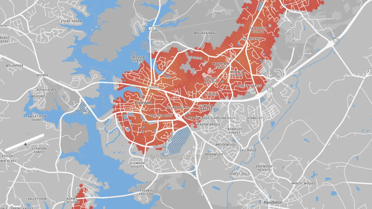 Transit Grade map of 29631, SC