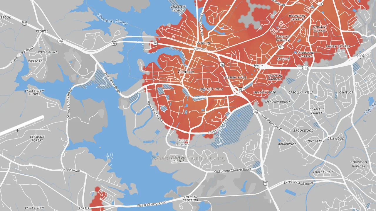 Transit Grade map of 29634, SC
