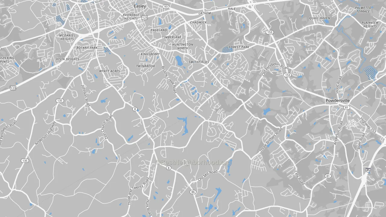 Transit Grade map of 29642, SC