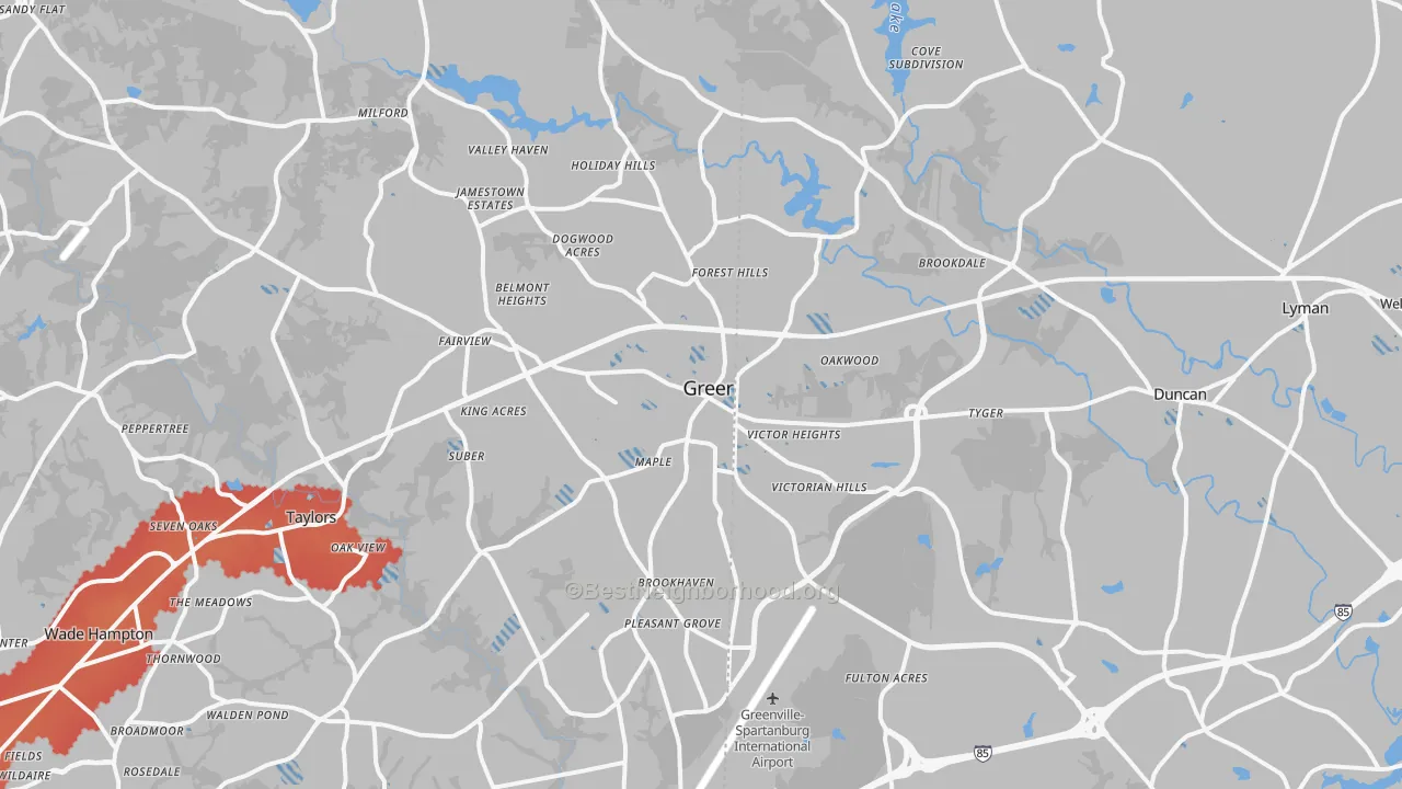 Transit Grade map of 29651, SC