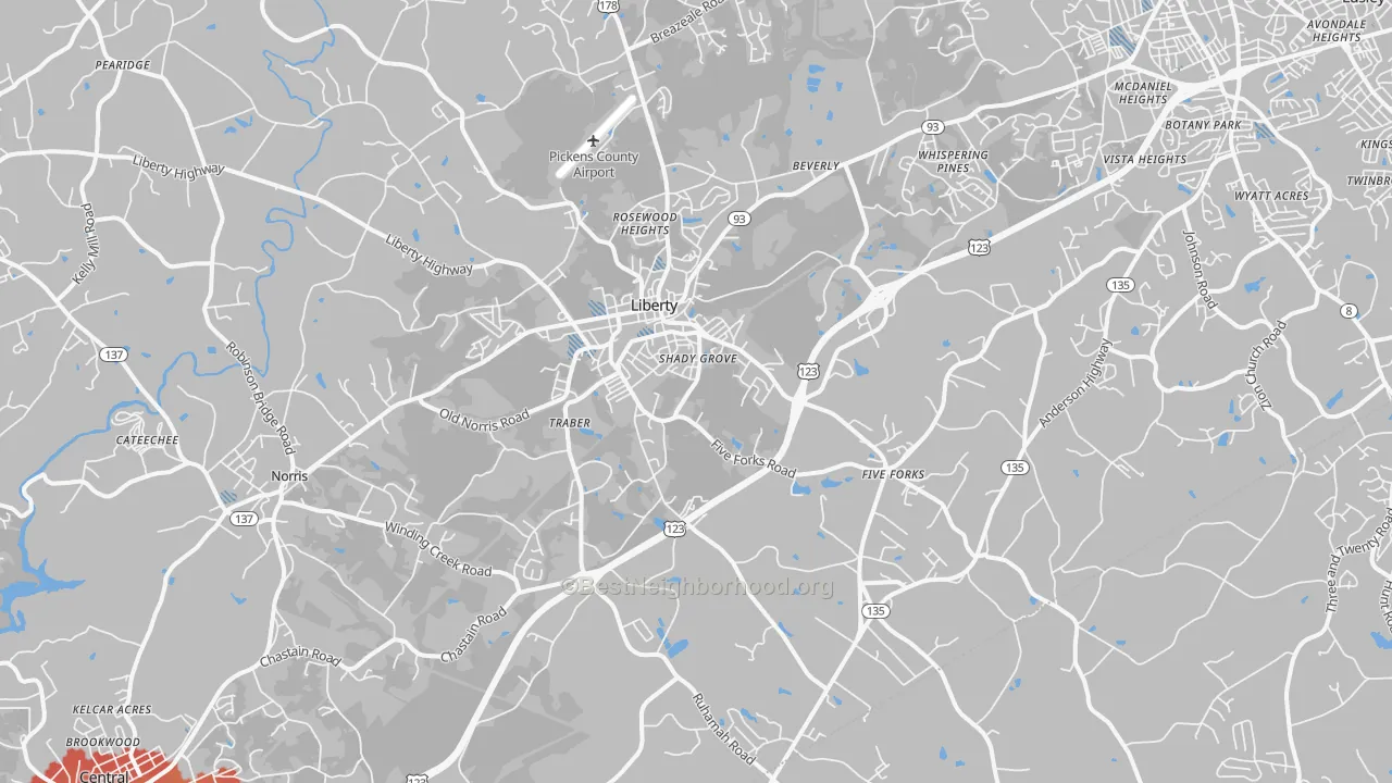 Transit Grade map of 29657, SC