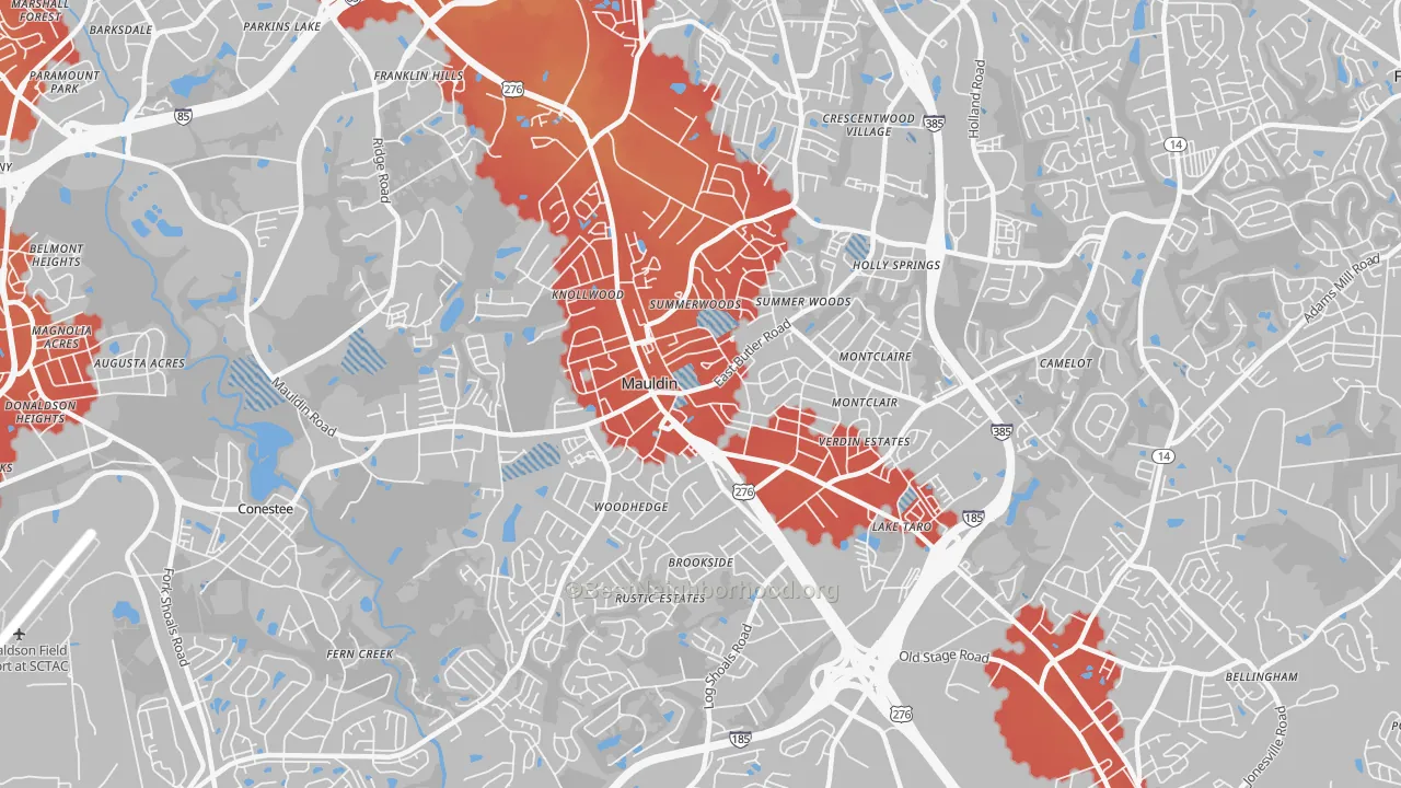 Transit Grade map of 29662, SC