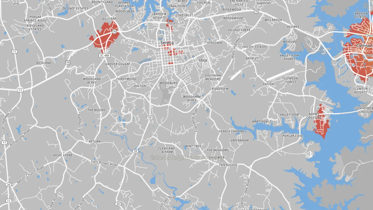 Transit Grade map of 29678, SC