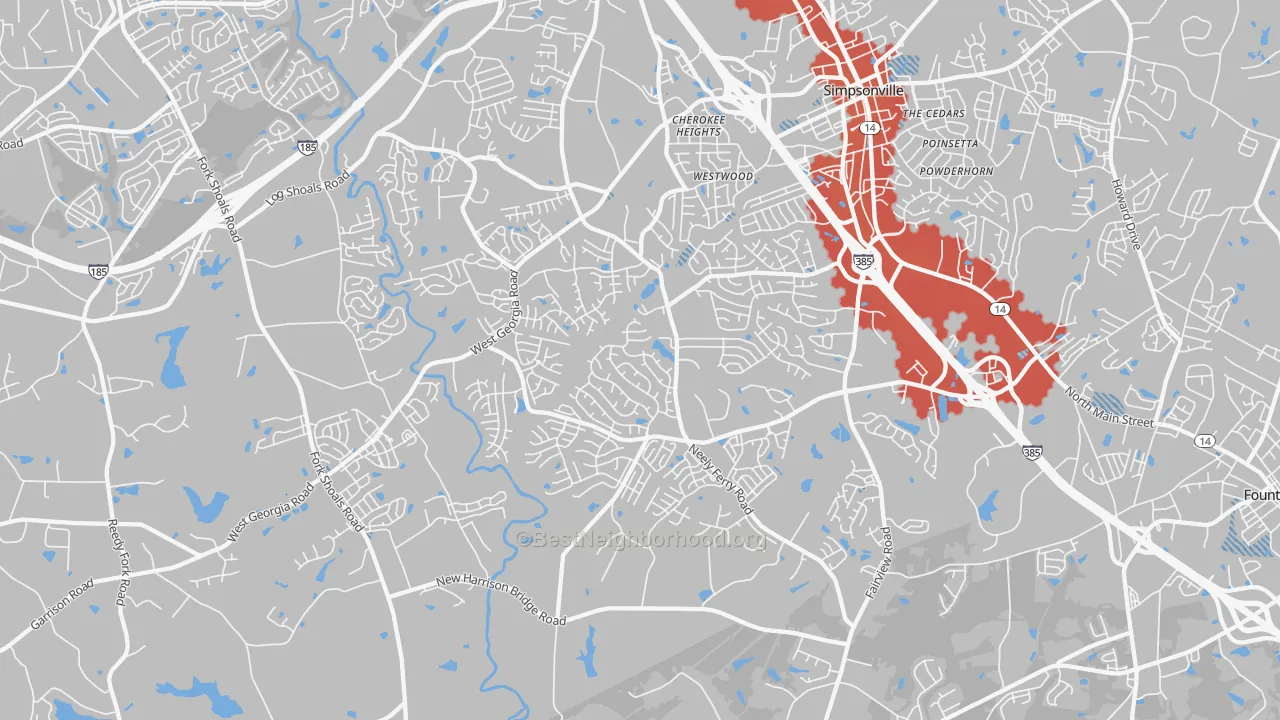 Transit Grade map of 29680, SC