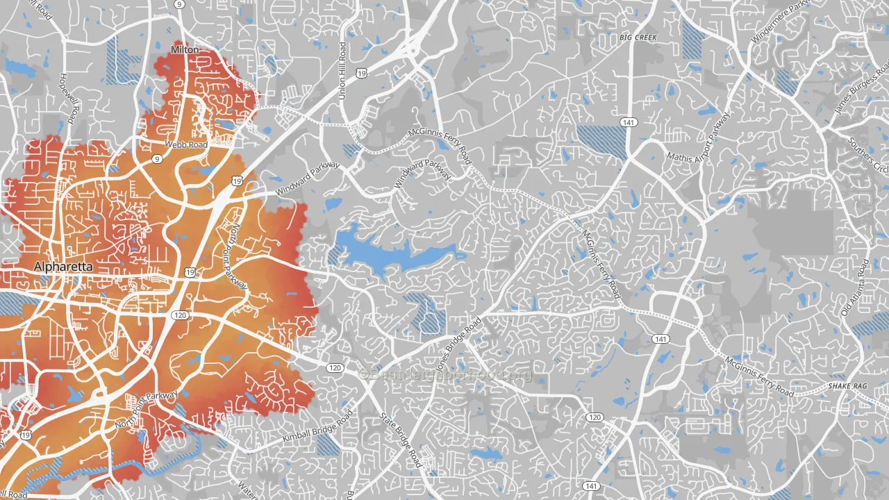 Transit Grade map of 30005, GA