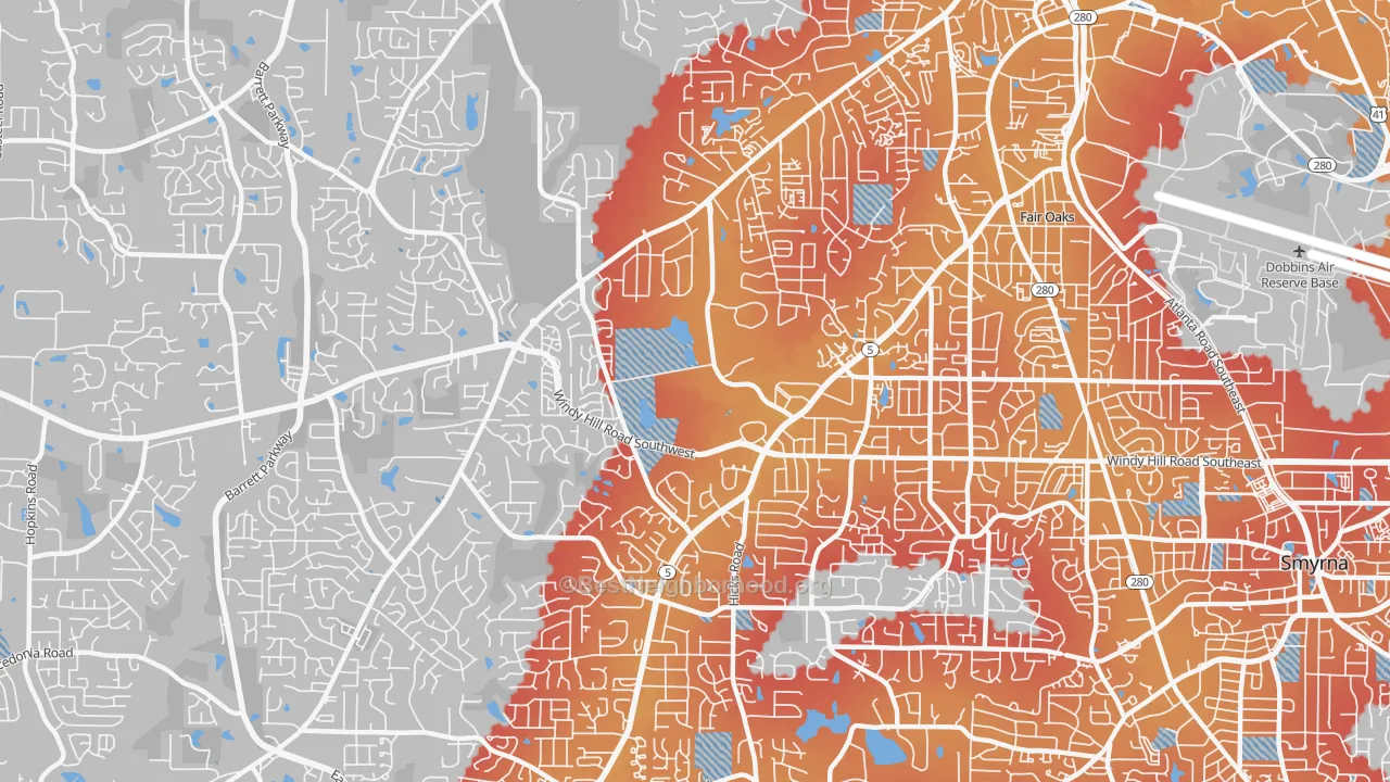 Transit Grade map of 30008, GA